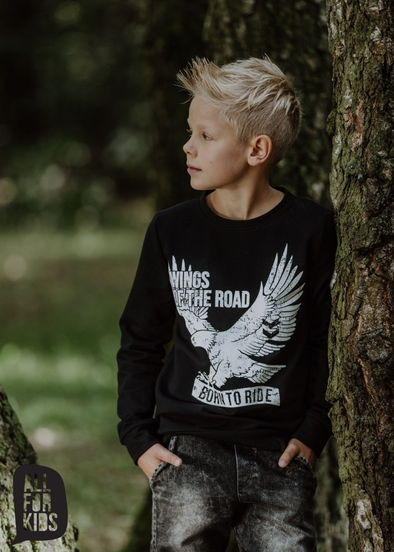 All for Kids~ bluza chłopięca czarna "WINGS of the road"