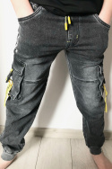 Bojówki chłopięce spodnie jeans BLACK DENIM