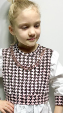 Luksusowa koszula dziewczęca z kamizelką i łańcuchem- róż