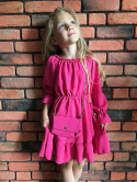 Sukienka dziewczęca HISZPANKA jesienna z torebką ~ kolor amarant