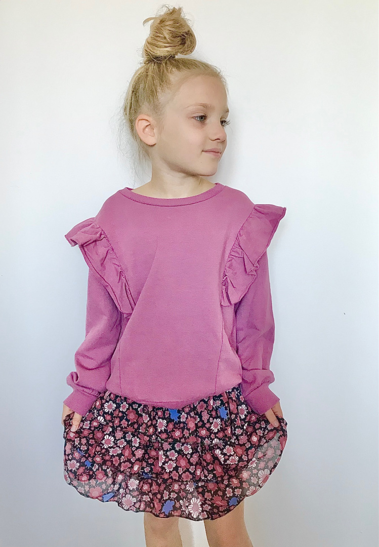 KOMPLET dziewczęcy jesienny bluza i spódnica ~lila