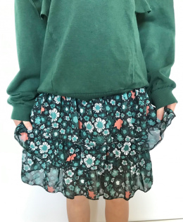 Komplet dziewczęcy jesienny bluza i spódnica~ butelkowa zieleń