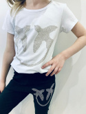 Komplet koszulka i legginsy JASKÓŁKI jak Pinko ~ćzarno-biały