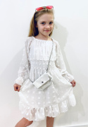 Sukienka dziewczęca Z TOREBKĄ wizytowa koronka tiul -biel