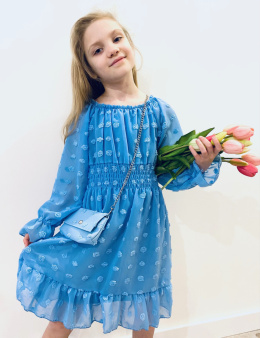 Sukienka dziewczęca Z TOREBKĄ wizytowa koronka tiul -błękit