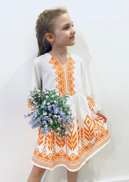 Sukienka dziewczęca wizytowa KOMUNIA- pomarańcz