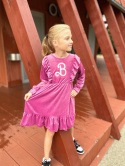 Sukienka miękka WELUROWA Barbie- kolor amarant