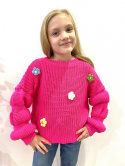 Sweter dziewczęca FLOWERS kolor amarant