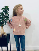 Sweter dziewczęca FLOWERS kolor puder