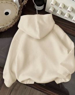 Bluza z kapturem oversize New York beżowa dla dziewczynki