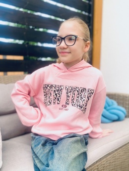 Bluza dziewczęca z kapturem oversize New York róż