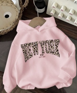 Bluza dziewczęca z kapturem oversize New York róż