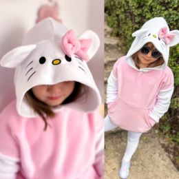 Ciepła bluza dziewczęca KOT Hello Kitty róż