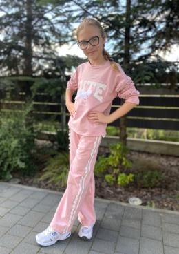 Komplet dresowy dziewczęcy CUTE koronka-różowy dla dziewczynki