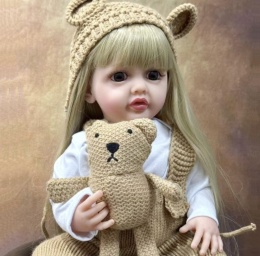 Lalka długowłosa REBORN dla dziewczynki, zestaw z akcesoriami