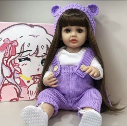 Lalka REBORN długie włosy, zestaw akcesoria
