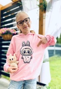 Różowa BLUZA dziewczęca z różową aplikacją LABUBU haft