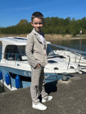 Wizytowy GARNITUR CHŁOPIĘCY beż