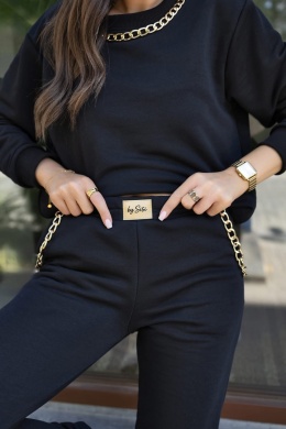 Dres damski czarny Luxury by Sisi z łańcuchem