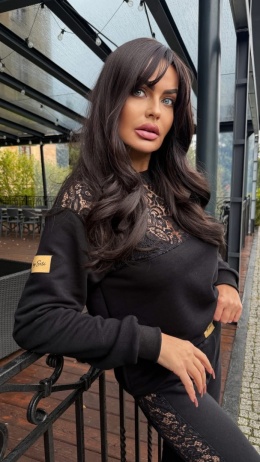 Dres damski wstawki koronkowe By Sisi czarny